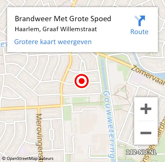 Locatie op kaart van de 112 melding: Brandweer Met Grote Spoed Naar Haarlem, Graaf Willemstraat op 27 juni 2024 03:46