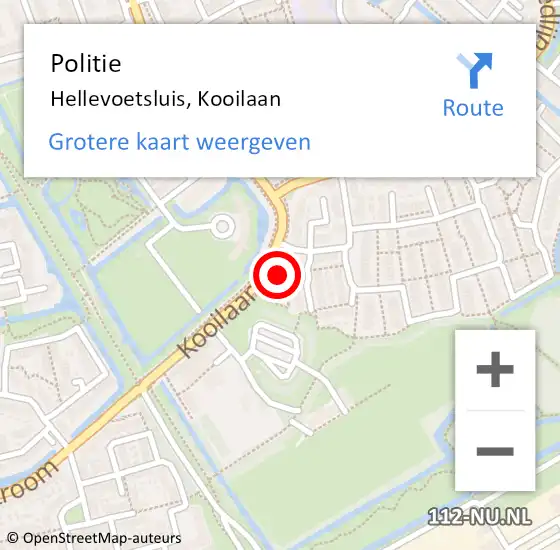 Locatie op kaart van de 112 melding: Politie Hellevoetsluis, Kooilaan op 27 juni 2024 03:47