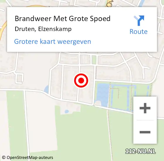 Locatie op kaart van de 112 melding: Brandweer Met Grote Spoed Naar Druten, Elzenskamp op 27 juni 2024 04:00