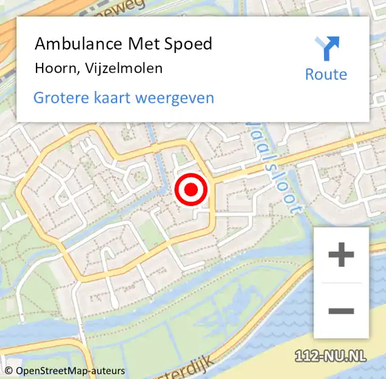 Locatie op kaart van de 112 melding: Ambulance Met Spoed Naar Hoorn, Vijzelmolen op 27 juni 2024 04:31