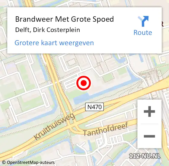 Locatie op kaart van de 112 melding: Brandweer Met Grote Spoed Naar Delft, Dirk Costerplein op 27 juni 2024 05:23