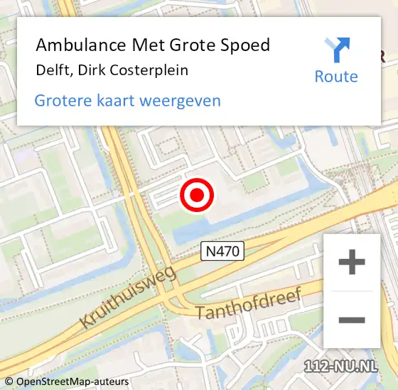 Locatie op kaart van de 112 melding: Ambulance Met Grote Spoed Naar Delft, Dirk Costerplein op 27 juni 2024 05:23