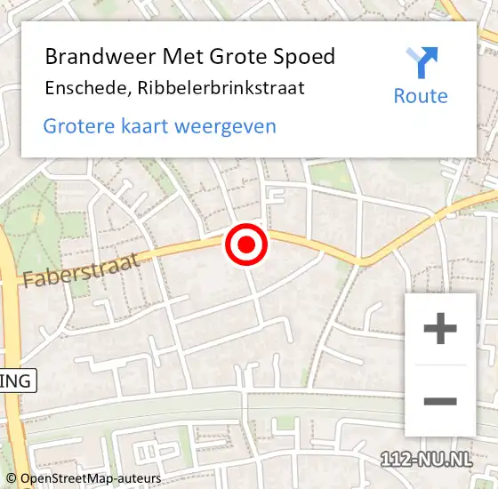 Locatie op kaart van de 112 melding: Brandweer Met Grote Spoed Naar Enschede, Ribbelerbrinkstraat op 27 juni 2024 05:25