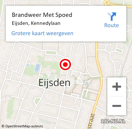 Locatie op kaart van de 112 melding: Brandweer Met Spoed Naar Eijsden, Kennedylaan op 27 juni 2024 06:32