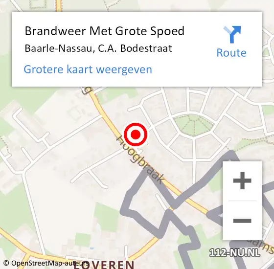 Locatie op kaart van de 112 melding: Brandweer Met Grote Spoed Naar Baarle-Nassau, C.A. Bodestraat op 27 juni 2024 06:38