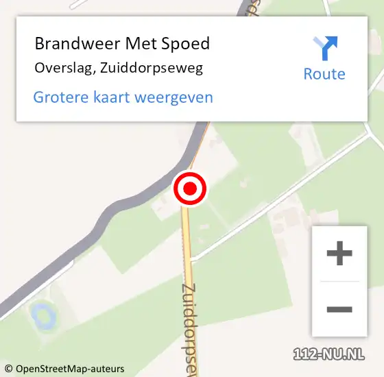 Locatie op kaart van de 112 melding: Brandweer Met Spoed Naar Overslag, Zuiddorpseweg op 27 juni 2024 07:12