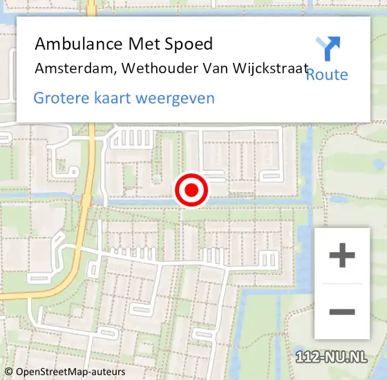 Locatie op kaart van de 112 melding: Ambulance Met Spoed Naar Amsterdam, Wethouder Van Wijckstraat op 27 juni 2024 07:17