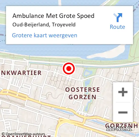 Locatie op kaart van de 112 melding: Ambulance Met Grote Spoed Naar Oud-Beijerland, Troyeveld op 27 juni 2024 07:19