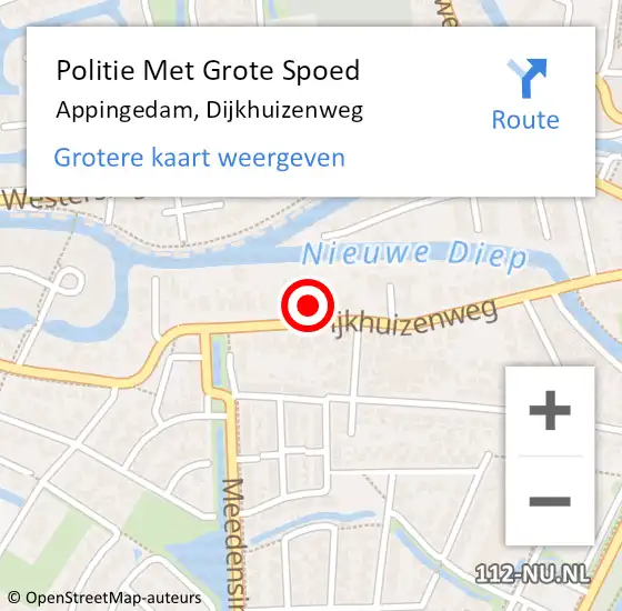 Locatie op kaart van de 112 melding: Politie Met Grote Spoed Naar Appingedam, Dijkhuizenweg op 27 juni 2024 07:54