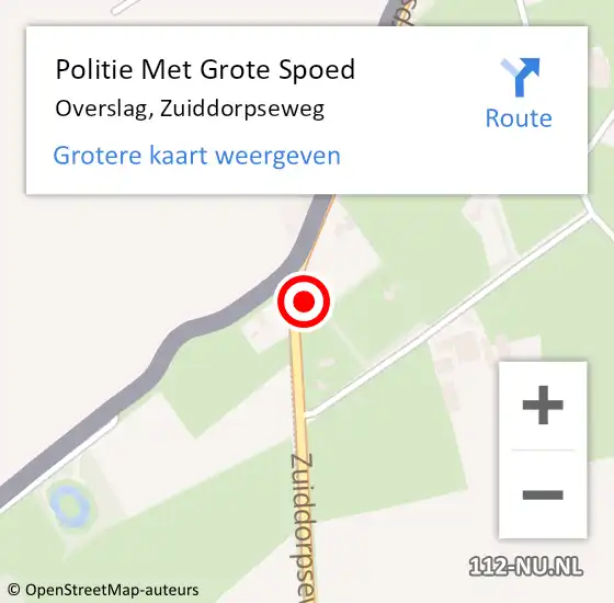 Locatie op kaart van de 112 melding: Politie Met Grote Spoed Naar Overslag, Zuiddorpseweg op 27 juni 2024 08:01