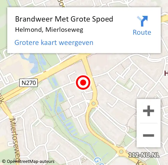 Locatie op kaart van de 112 melding: Brandweer Met Grote Spoed Naar Helmond, Mierloseweg op 27 juni 2024 08:02