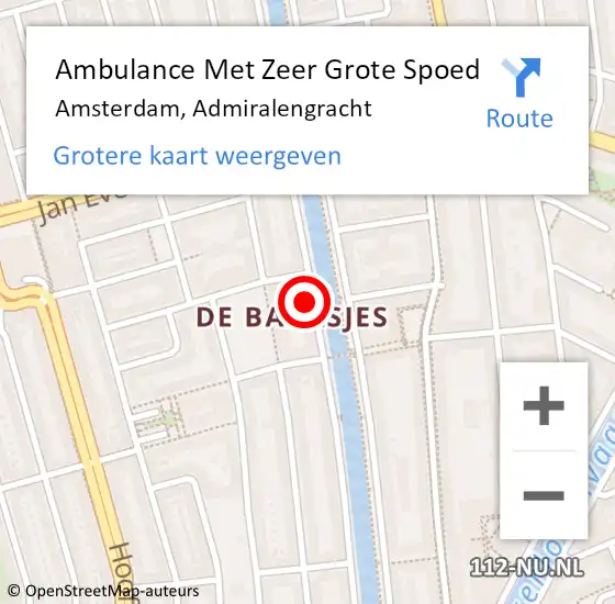 Locatie op kaart van de 112 melding: Ambulance Met Zeer Grote Spoed Naar Amsterdam, Admiralengracht op 27 juni 2024 08:04