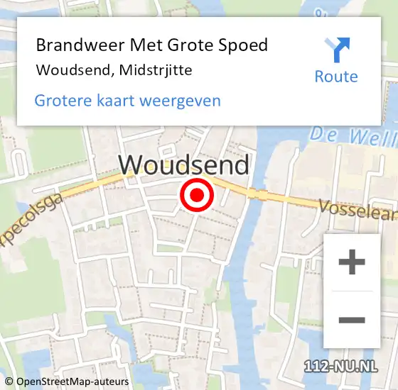 Locatie op kaart van de 112 melding: Brandweer Met Grote Spoed Naar Woudsend, Midstrjitte op 27 juni 2024 08:06