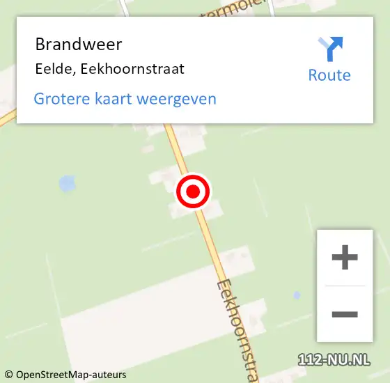 Locatie op kaart van de 112 melding: Brandweer Eelde, Eekhoornstraat op 27 juni 2024 08:24