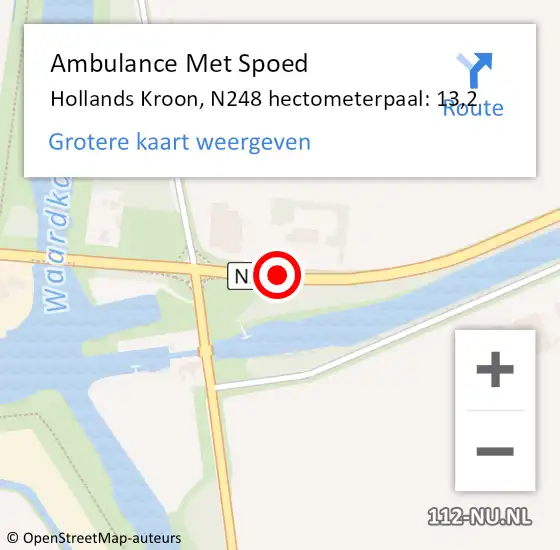 Locatie op kaart van de 112 melding: Ambulance Met Spoed Naar Hollands Kroon, N248 hectometerpaal: 13,2 op 27 juni 2024 08:27