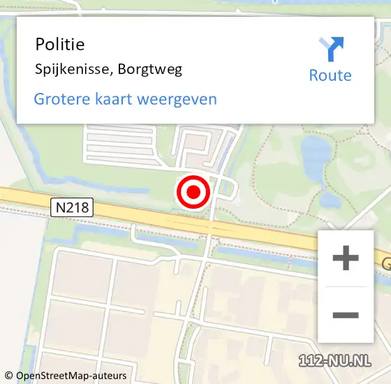 Locatie op kaart van de 112 melding: Politie Spijkenisse, Borgtweg op 27 juni 2024 08:30