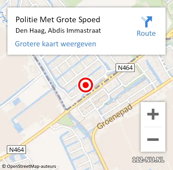 Locatie op kaart van de 112 melding: Politie Met Grote Spoed Naar Den Haag, Abdis Immastraat op 27 juni 2024 08:38