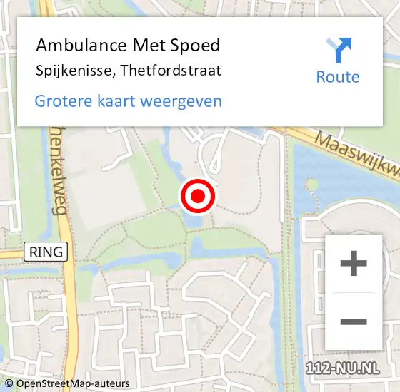 Locatie op kaart van de 112 melding: Ambulance Met Spoed Naar Spijkenisse, Thetfordstraat op 27 juni 2024 08:39