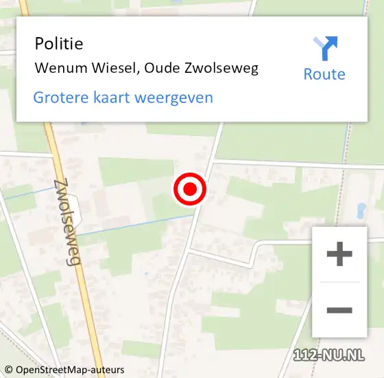 Locatie op kaart van de 112 melding: Politie Wenum Wiesel, Oude Zwolseweg op 27 juni 2024 08:46