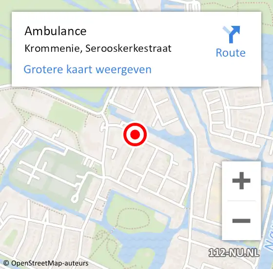 Locatie op kaart van de 112 melding: Ambulance Krommenie, Serooskerkestraat op 27 juni 2024 08:57