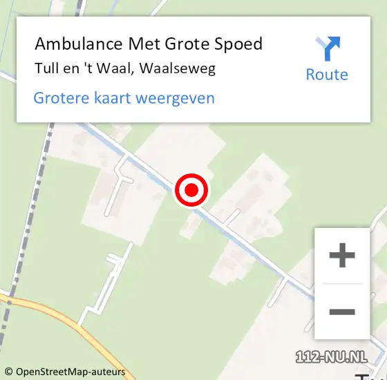 Locatie op kaart van de 112 melding: Ambulance Met Grote Spoed Naar Tull en 't Waal, Waalseweg op 10 oktober 2014 21:16