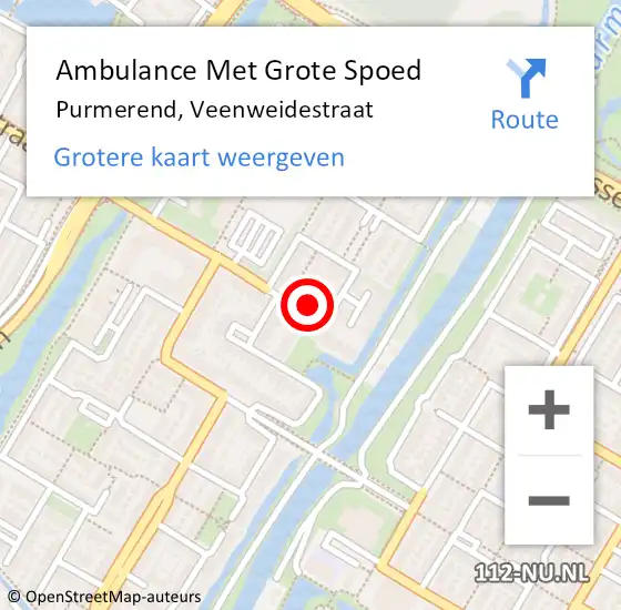 Locatie op kaart van de 112 melding: Ambulance Met Grote Spoed Naar Purmerend, Veenweidestraat op 27 juni 2024 09:17