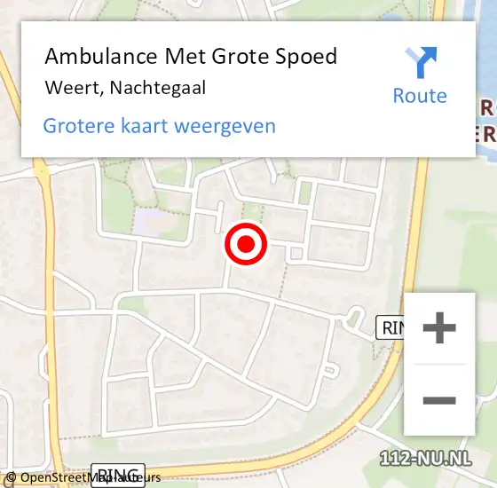 Locatie op kaart van de 112 melding: Ambulance Met Grote Spoed Naar Weert, Nachtegaal op 27 juni 2024 09:18