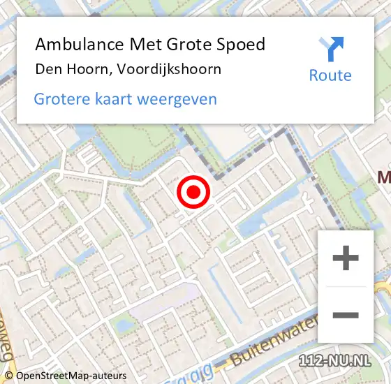 Locatie op kaart van de 112 melding: Ambulance Met Grote Spoed Naar Den Hoorn, Voordijkshoorn op 27 juni 2024 09:19