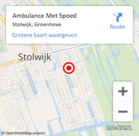 Locatie op kaart van de 112 melding: Ambulance Met Spoed Naar Stolwijk, Groenhove op 27 juni 2024 09:24