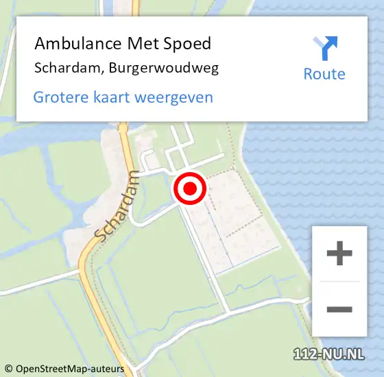 Locatie op kaart van de 112 melding: Ambulance Met Spoed Naar Schardam, Burgerwoudweg op 27 juni 2024 09:36