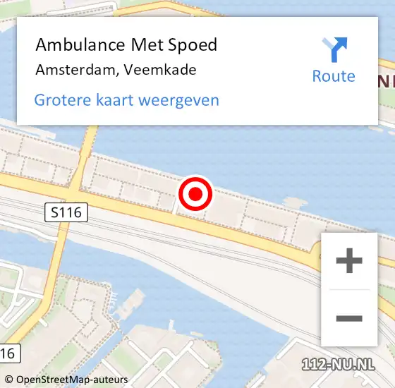 Locatie op kaart van de 112 melding: Ambulance Met Spoed Naar Amsterdam, Veemkade op 27 juni 2024 09:39
