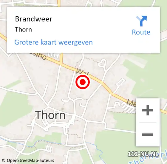 Locatie op kaart van de 112 melding: Brandweer Thorn op 10 oktober 2014 21:23