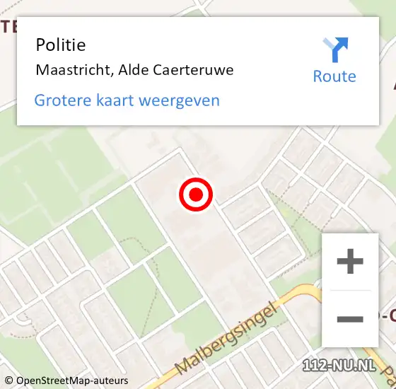 Locatie op kaart van de 112 melding: Politie Maastricht, Alde Caerteruwe op 27 juni 2024 09:57