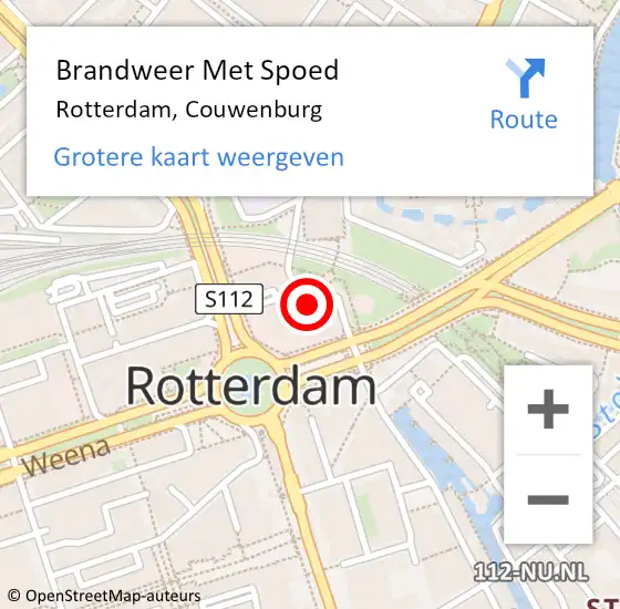 Locatie op kaart van de 112 melding: Brandweer Met Spoed Naar Rotterdam, Couwenburg op 27 juni 2024 10:10