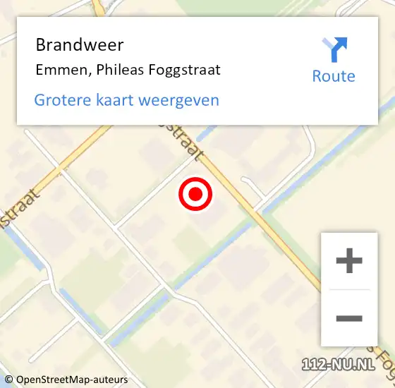 Locatie op kaart van de 112 melding: Brandweer Emmen, Phileas Foggstraat op 27 juni 2024 10:16