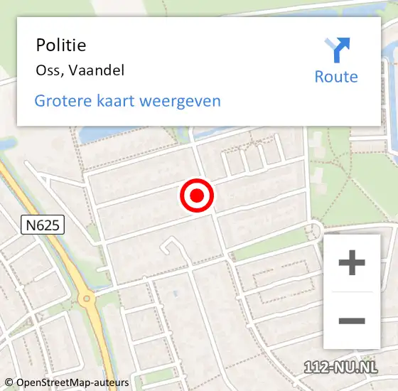 Locatie op kaart van de 112 melding: Politie Oss, Vaandel op 27 juni 2024 10:18