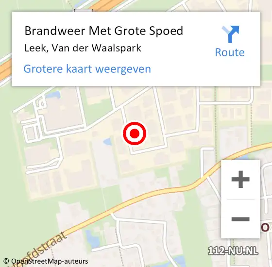 Locatie op kaart van de 112 melding: Brandweer Met Grote Spoed Naar Leek, Van der Waalspark op 27 juni 2024 10:20