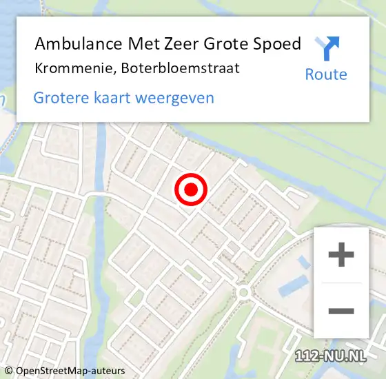 Locatie op kaart van de 112 melding: Ambulance Met Zeer Grote Spoed Naar Krommenie, Boterbloemstraat op 27 juni 2024 10:31