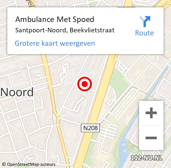 Locatie op kaart van de 112 melding: Ambulance Met Spoed Naar Santpoort-Noord, Beekvlietstraat op 27 juni 2024 10:36