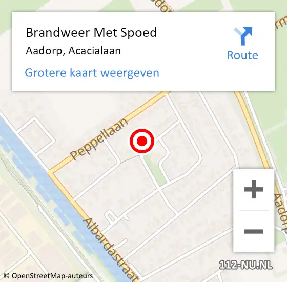 Locatie op kaart van de 112 melding: Brandweer Met Spoed Naar Aadorp, Acacialaan op 27 juni 2024 10:49