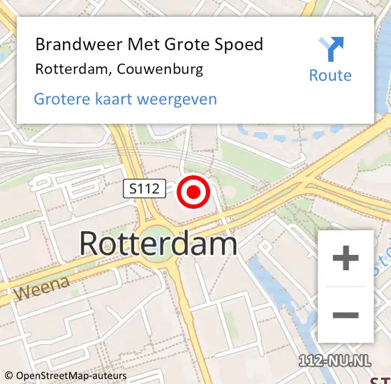 Locatie op kaart van de 112 melding: Brandweer Met Grote Spoed Naar Rotterdam, Couwenburg op 27 juni 2024 10:51