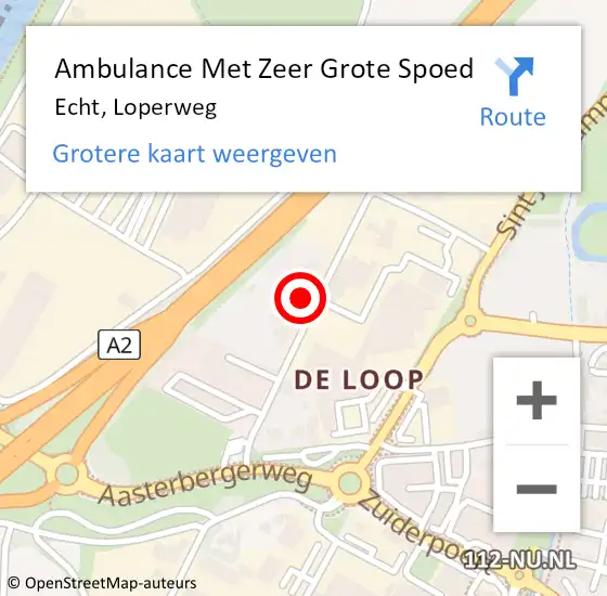 Locatie op kaart van de 112 melding: Ambulance Met Zeer Grote Spoed Naar Echt, Loperweg op 27 juni 2024 10:52