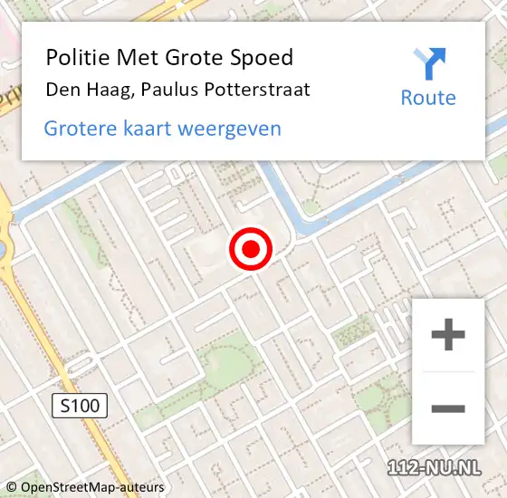 Locatie op kaart van de 112 melding: Politie Met Grote Spoed Naar Den Haag, Paulus Potterstraat op 27 juni 2024 11:02