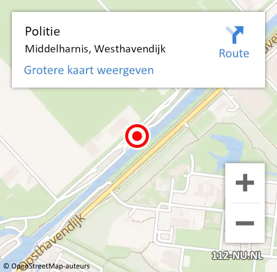 Locatie op kaart van de 112 melding: Politie Middelharnis, Westhavendijk op 27 juni 2024 11:14