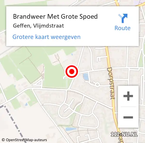 Locatie op kaart van de 112 melding: Brandweer Met Grote Spoed Naar Geffen, Vlijmdstraat op 27 juni 2024 11:22