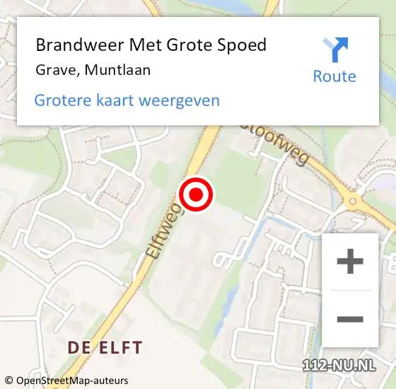 Locatie op kaart van de 112 melding: Brandweer Met Grote Spoed Naar Grave, Muntlaan op 27 juni 2024 11:24