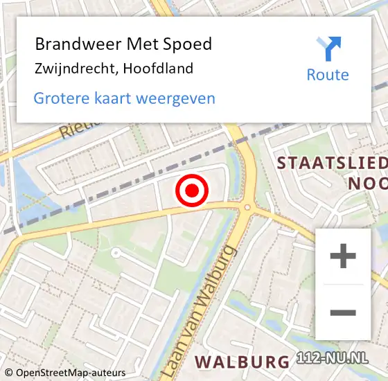 Locatie op kaart van de 112 melding: Brandweer Met Spoed Naar Zwijndrecht, Hoofdland op 27 juni 2024 11:30