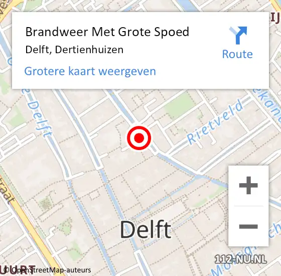 Locatie op kaart van de 112 melding: Brandweer Met Grote Spoed Naar Delft, Dertienhuizen op 27 juni 2024 11:49