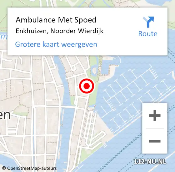 Locatie op kaart van de 112 melding: Ambulance Met Spoed Naar Enkhuizen, Noorder Wierdijk op 27 juni 2024 11:50