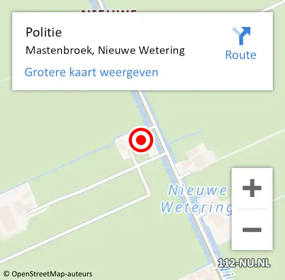 Locatie op kaart van de 112 melding: Politie Mastenbroek, Nieuwe Wetering op 27 juni 2024 11:51